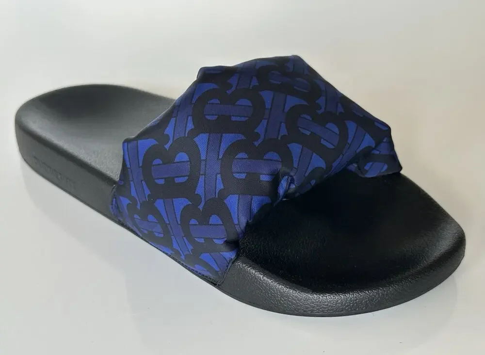 NIB $570 Burberry Furley Puff TB Men's Slides Blue Sandals 10 US (43) 8048585